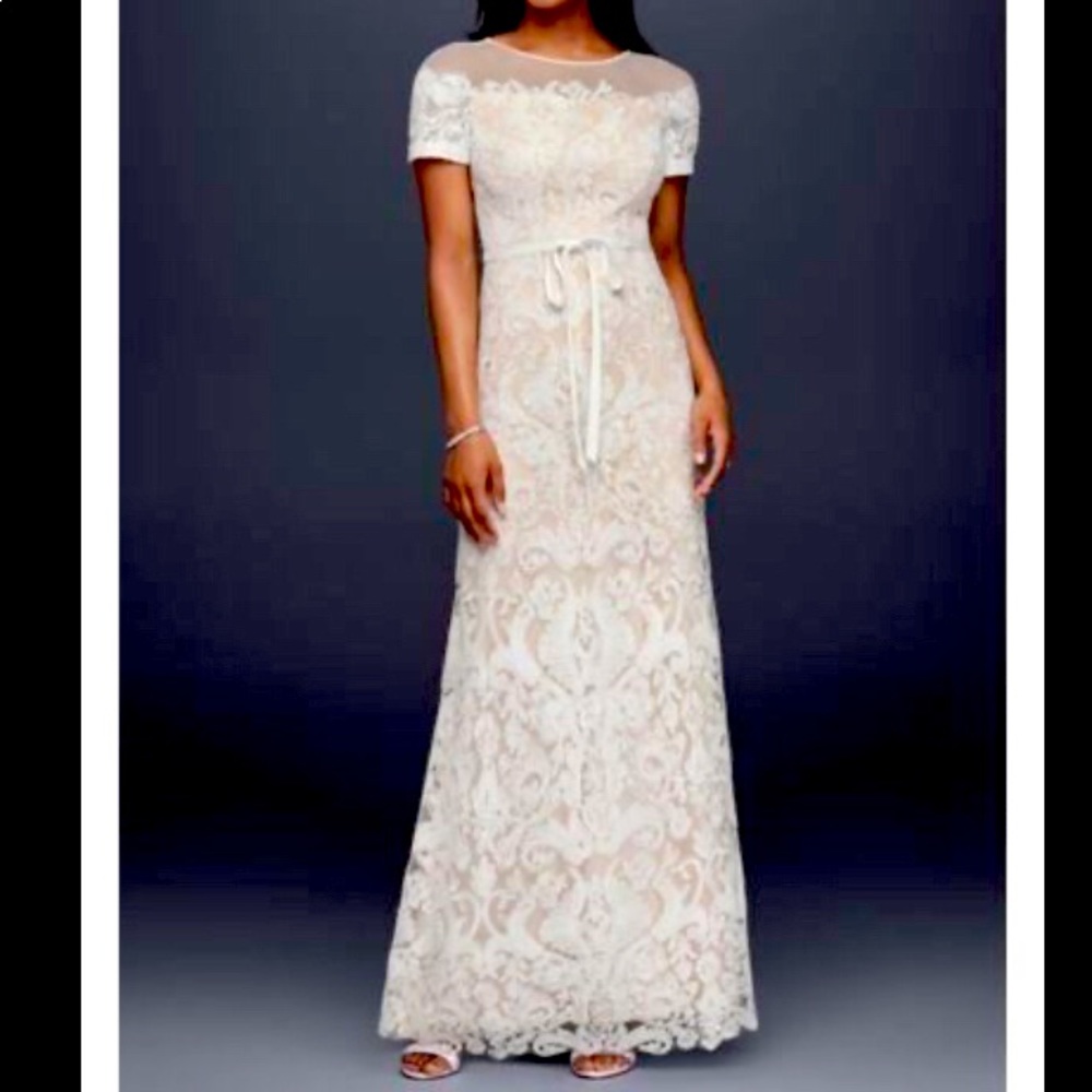 David’s Bridal Embroidered lace wedding gown / wedding dress destination wedding